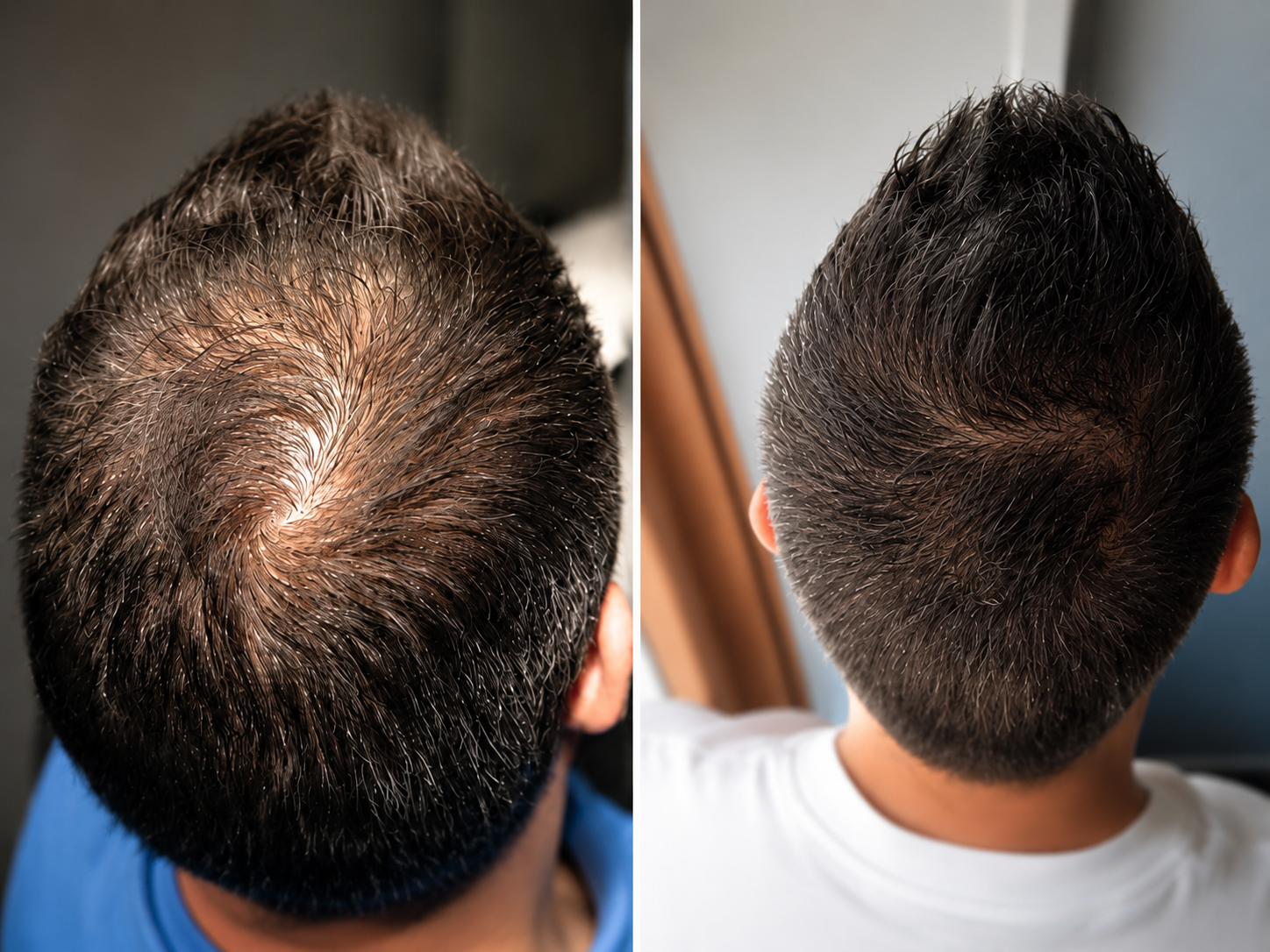 Hair restoration before and after progress photos