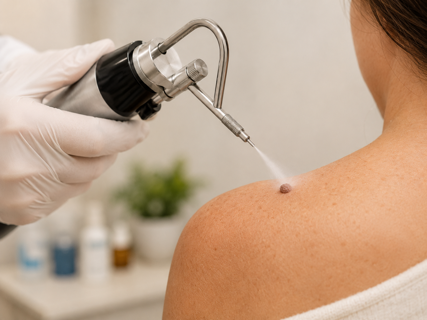 Cryotherapy treatment for a skin lesion